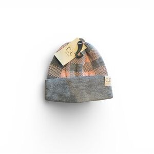 C.C Baby Plaid Beanie - Pink and Gray